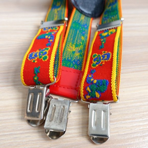 Suspender‎ Kids Boy Red Clip On Adjustable Strap Stretch Fun Party Colorful - Picture 6 of 12